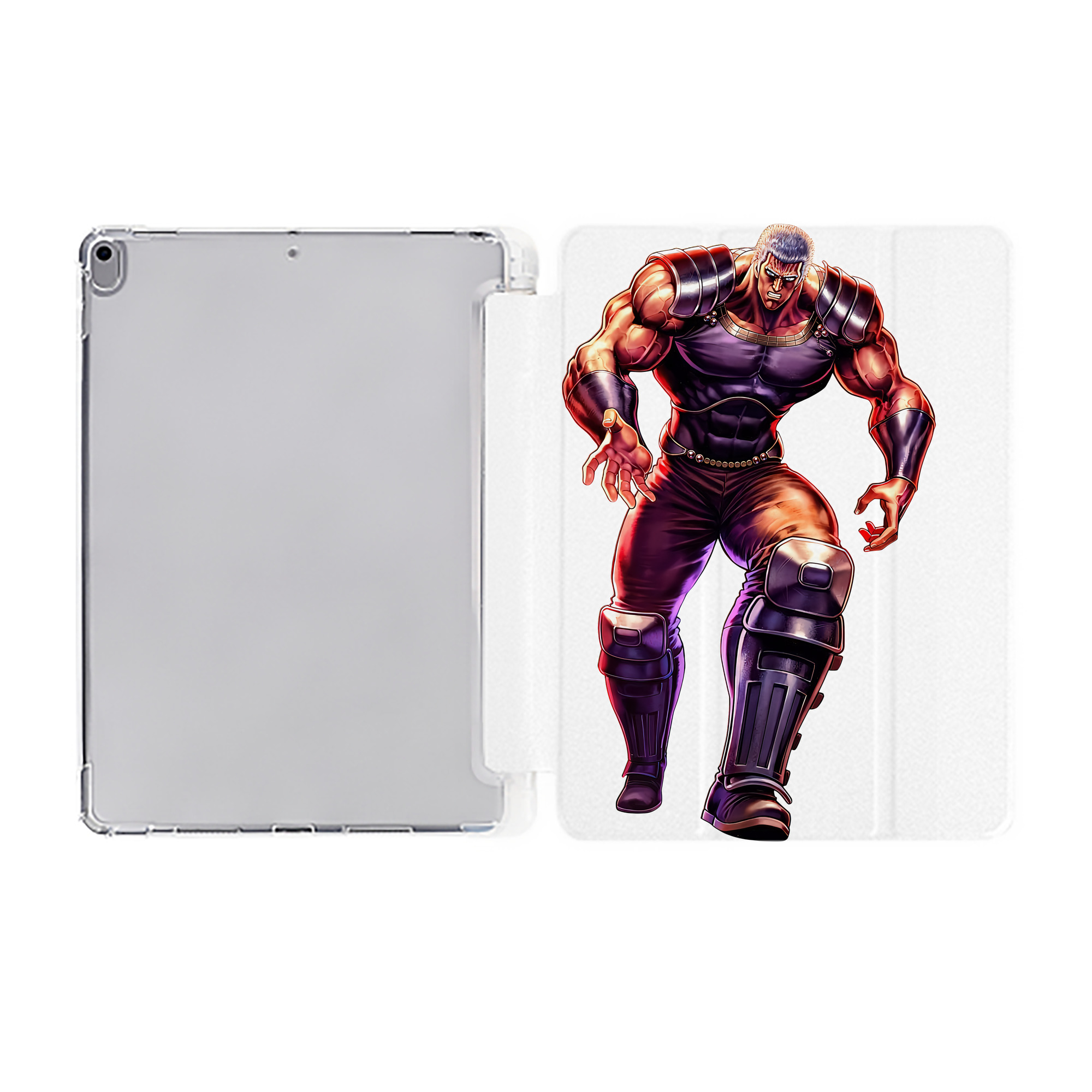 （画像用） 北斗の拳 Fist of the North Star IPad ケース ペン収納付き 三つ折りスタンド PUレザー×シリコン 対応機種9.5/10.5/10.9インチ
